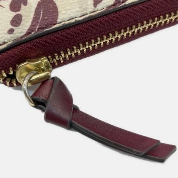 Tory Burch leather abstract Floral Burgundy and Cream Wallet confetti interior - Picture 6 of 9